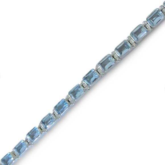 Sterling Silver 16ct Blue Topaz Bracelet - Picture 5 of 7